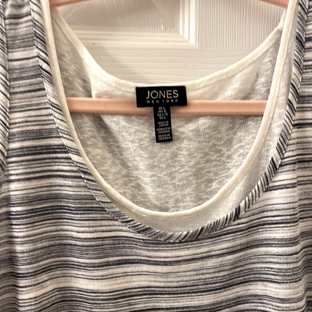 Jones of NY, top, sleeveless, Indigo, Ivory, 2 layers